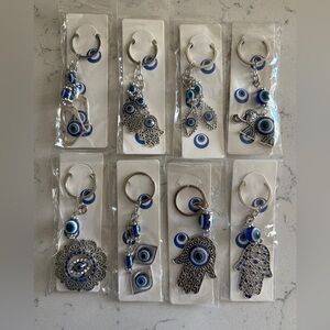 Blue and Silver Evil Eye Keychains Set
